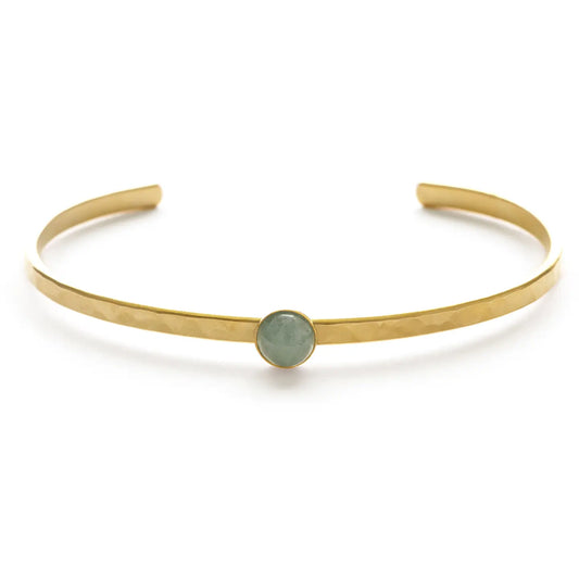 Aquamarine Hammered Cuff Bracelet