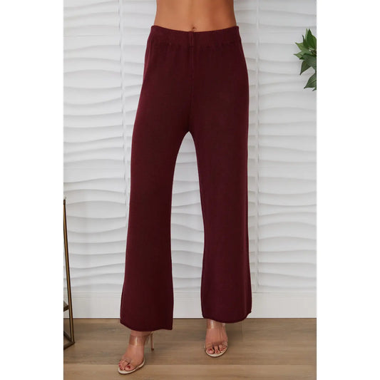 Italian Cozy Flared Pant in Wine