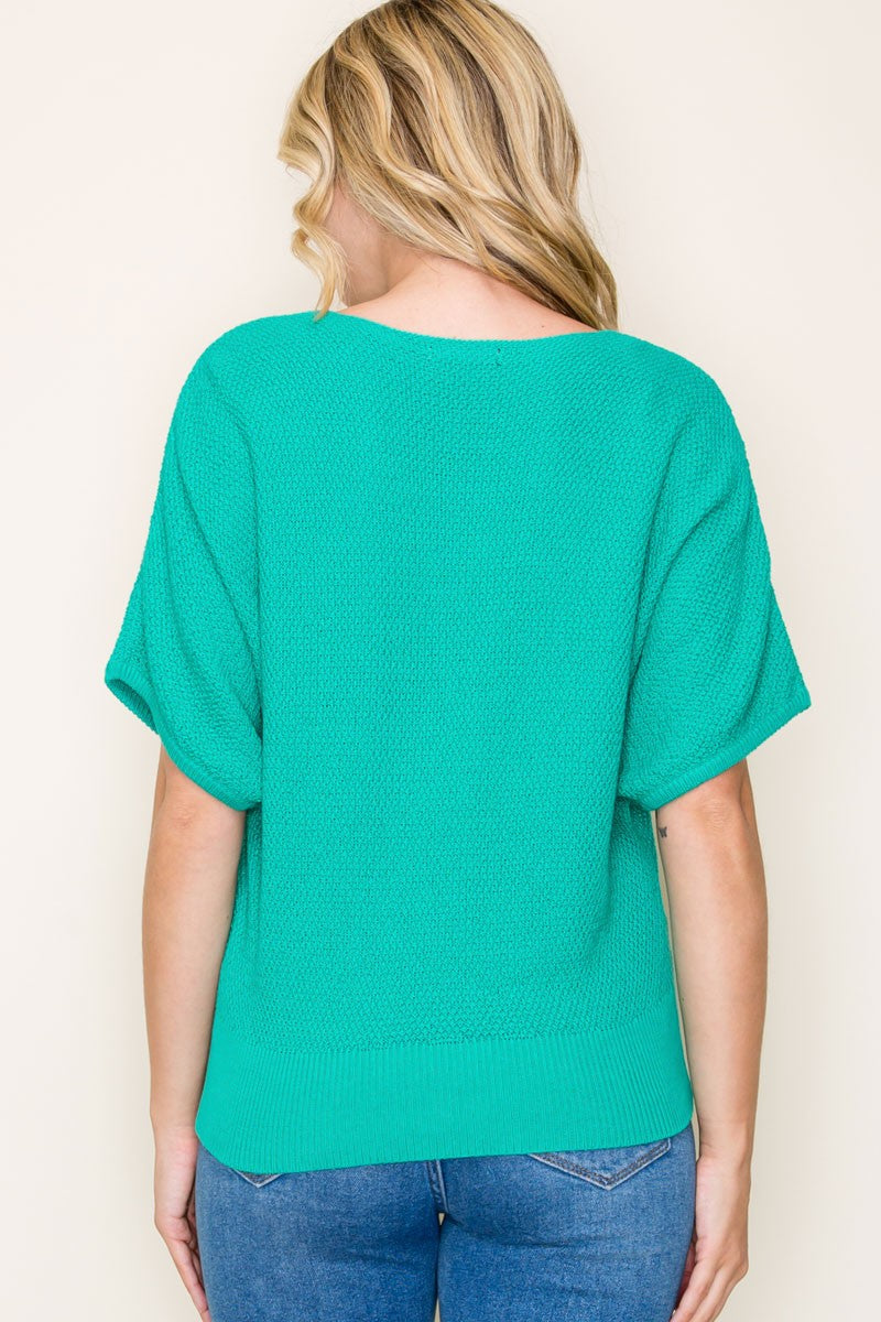 Kimono Sleeve Sweater in Emerald