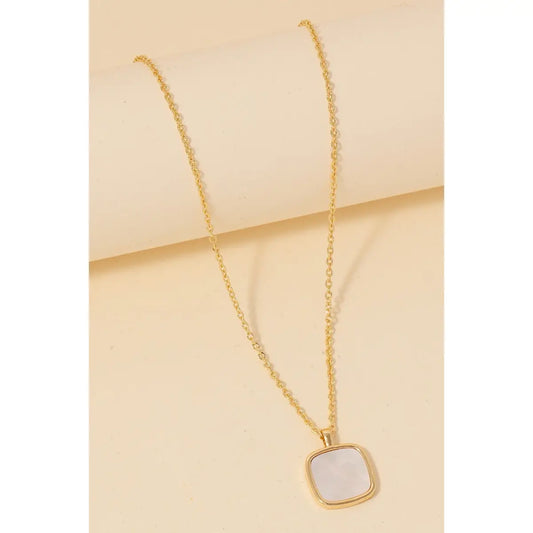 Square Shell Pendant Necklace