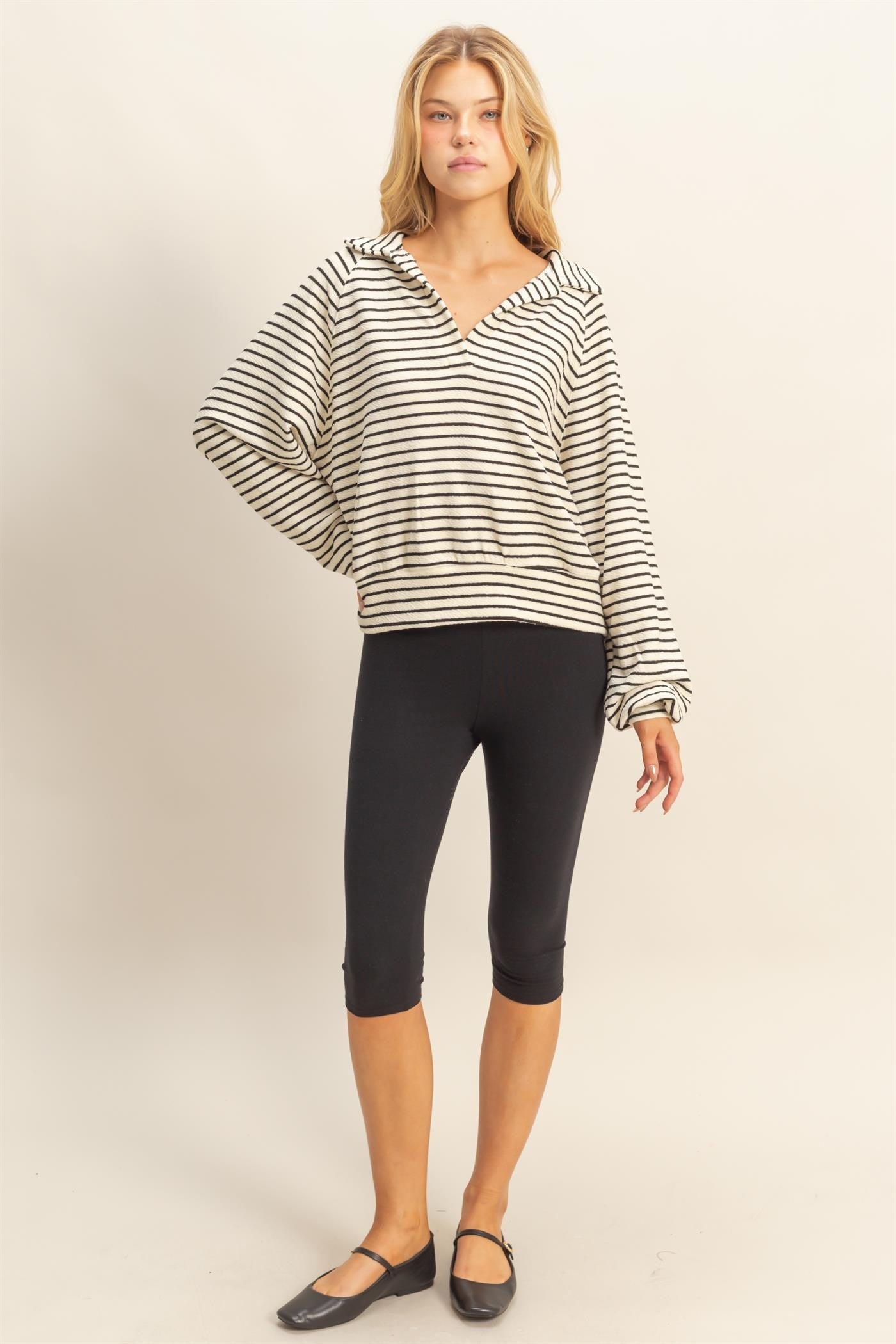 Stripe Pullover with Collar