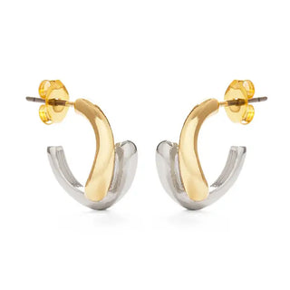 Mixed Metal Gota Huggie Hoop Earrings
