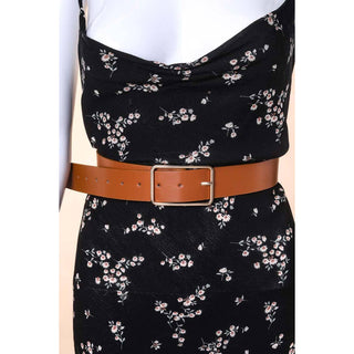 Faux Leather Rectangle Cutout Buckle Fashion Belt