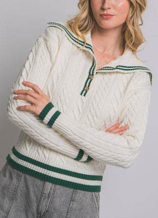 Sailor Collar Sweater in Off White