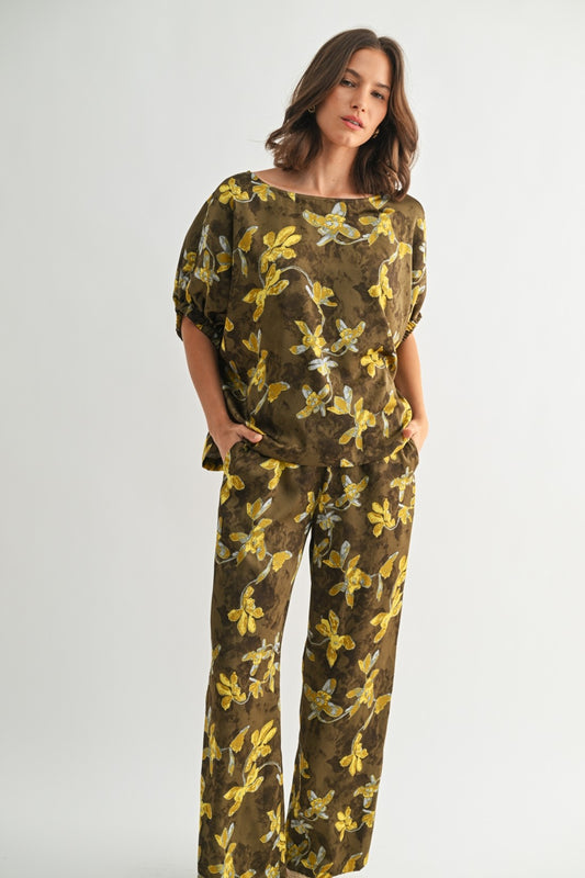 Flower Print Dolman Top