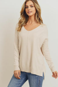 V-Neck Hi/Low Sweater Neutral Collection