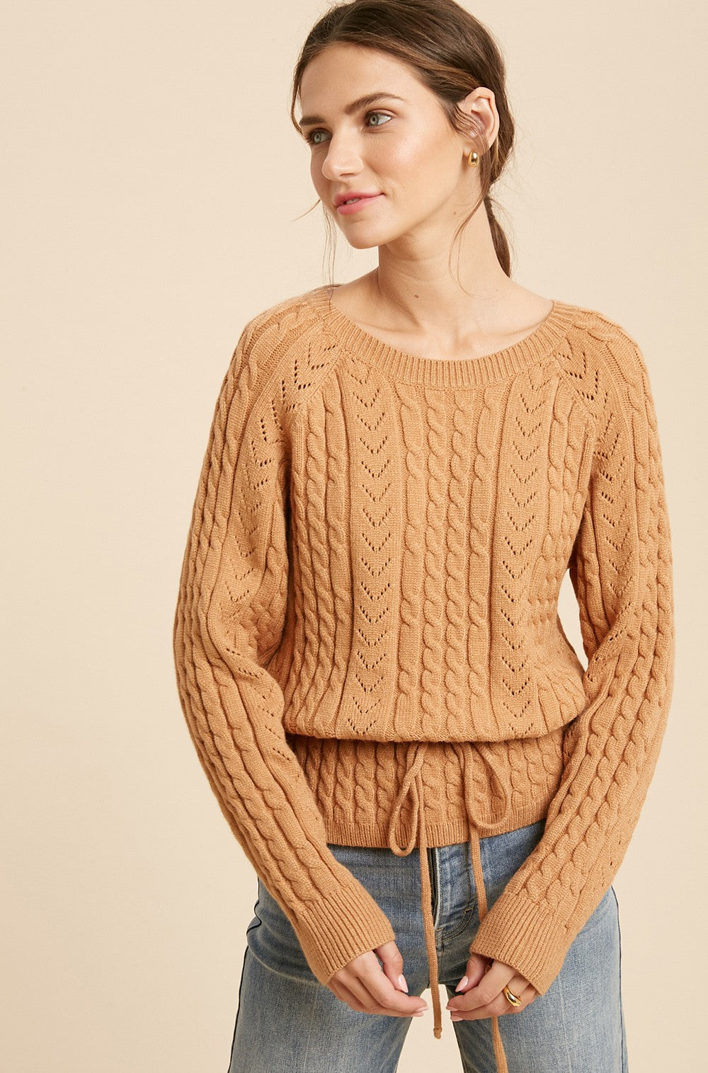 Cable Sweater in Camel