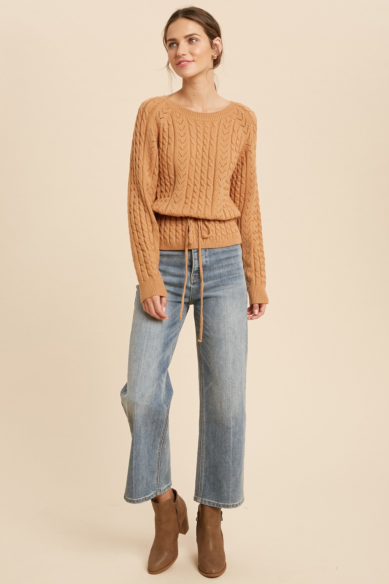 Cable Sweater in Camel