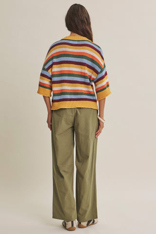 Quiet Weekend Multi Stripe Wool Blend Cardigan