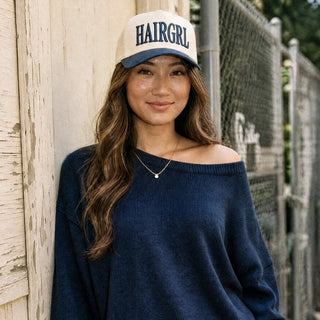 C.C Hairgirl Letter Embroidered On Two Tone Trucker Hat in Black