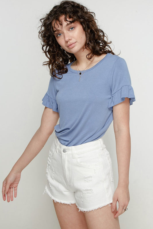 Bamboo Ruffle Sleeve Top
