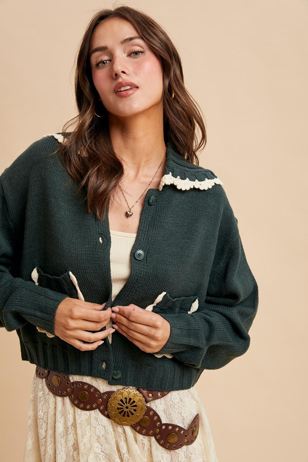 Darling Knitted Cardigan in Green