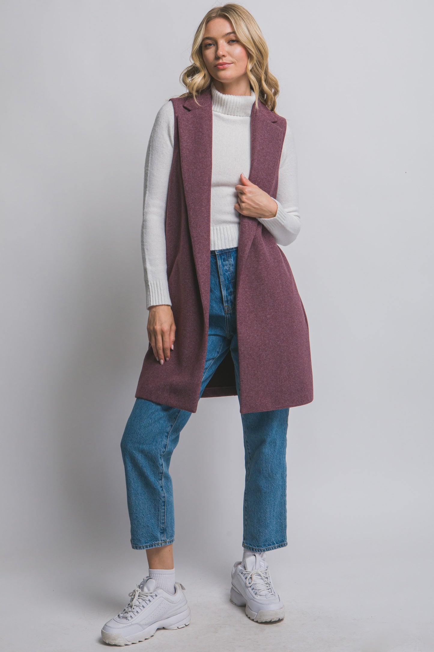 Longline Vest in Maroon