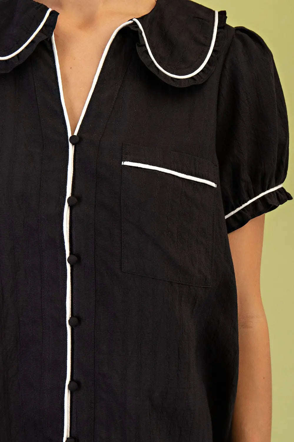 Peter Pan Collar Top in Black