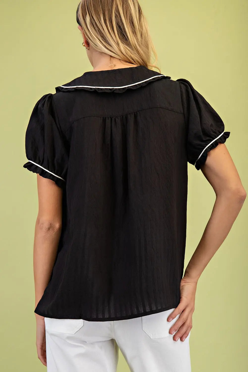 Peter Pan Collar Top in Black