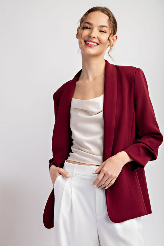 Lapel Blazer in Wine