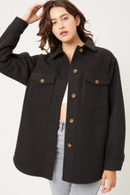 JQ Fleece Oversized Shacket Coat in Black