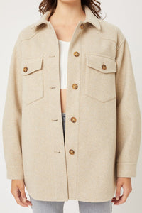 JQ Fleece Oversized Shacket Coat in Oatmeal