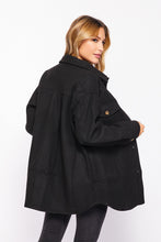JQ Fleece Oversized Shacket Coat in Black