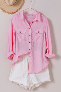 Tencel Long Sleeve Shirt in Pink