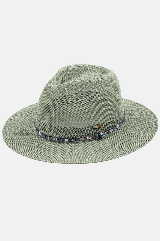 C.C. Panama Hat with Rhinestone Trim