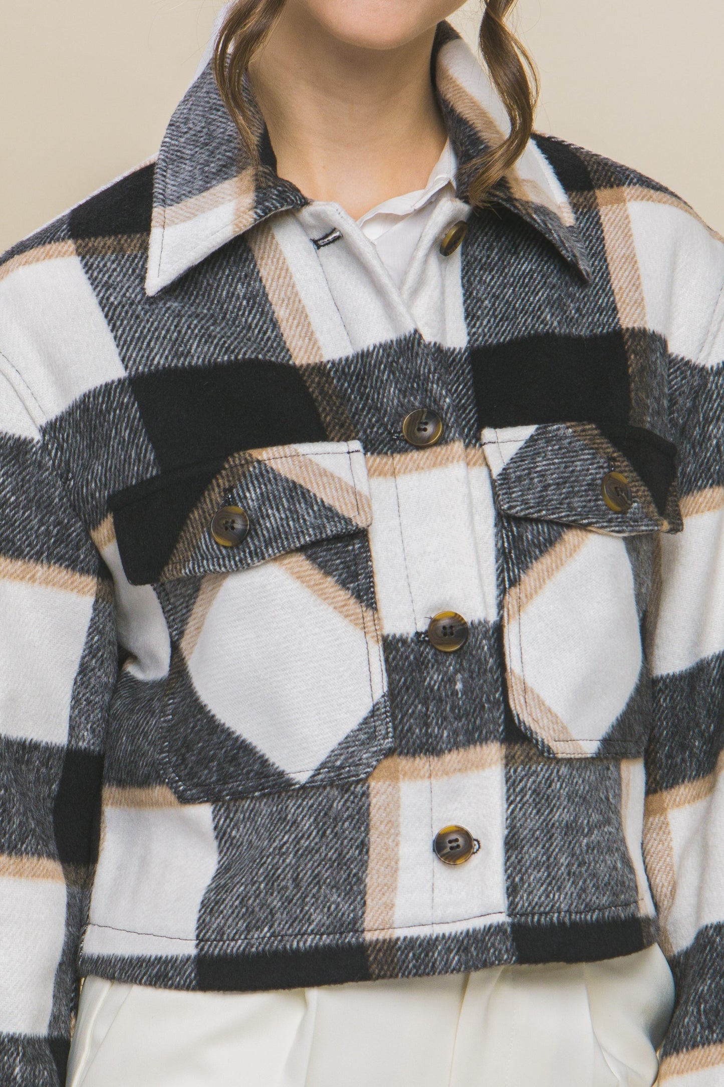 Plaid Cropped Jacket in Black