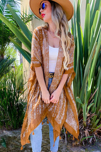 Paisley Printed Kimono in Camel