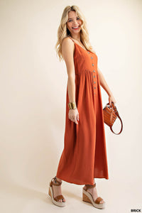 Rayon Crepe Jumpsuit in Brick