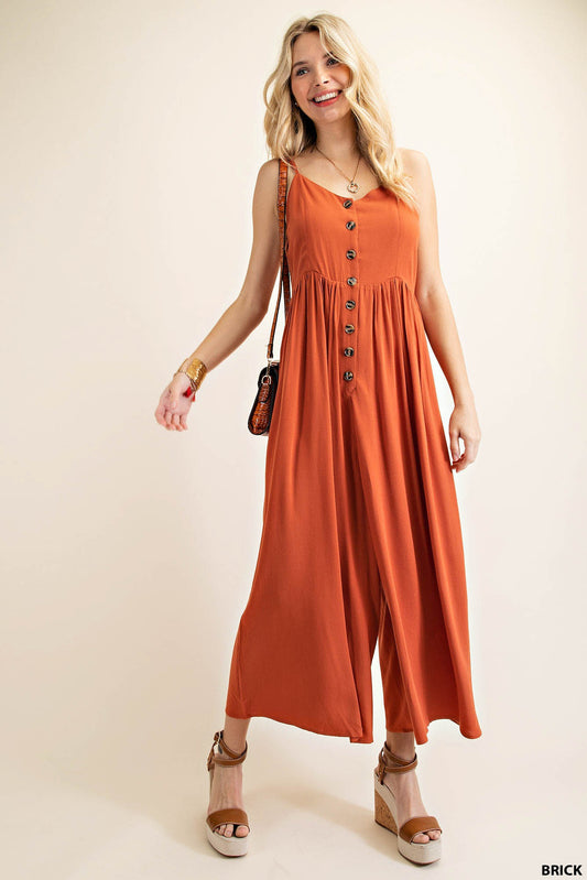Rayon Crepe Jumpsuit in Brick