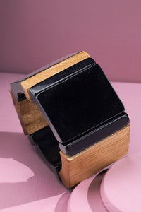 Natural Wood Color Block Stretch Bracelet