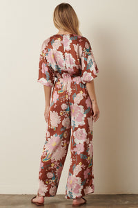 Oriental Flower Print Jumpsuit