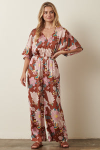 Oriental Flower Print Jumpsuit