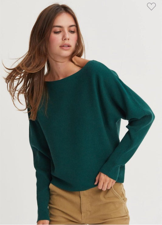 Boat Neckline Long Sleeve Top