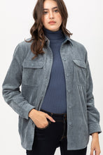 Corduroy Reversible Shacket in Blue