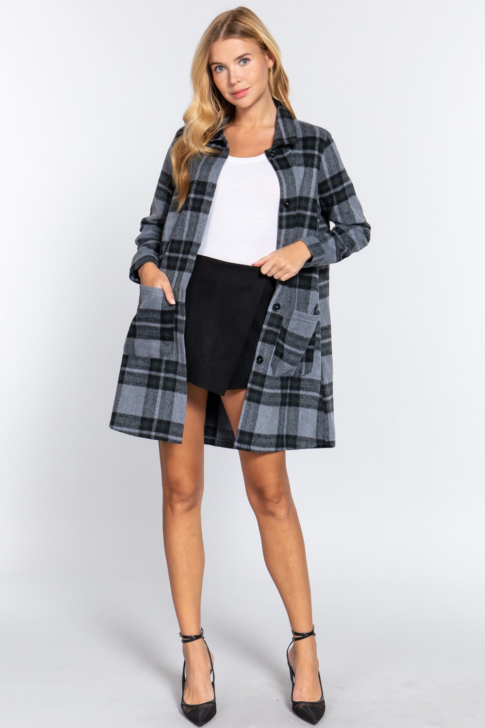 Lightweight Dori Long Plaid Jacket