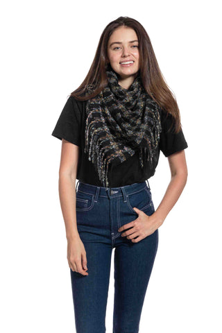 Plaid multi Color Scarf in Black