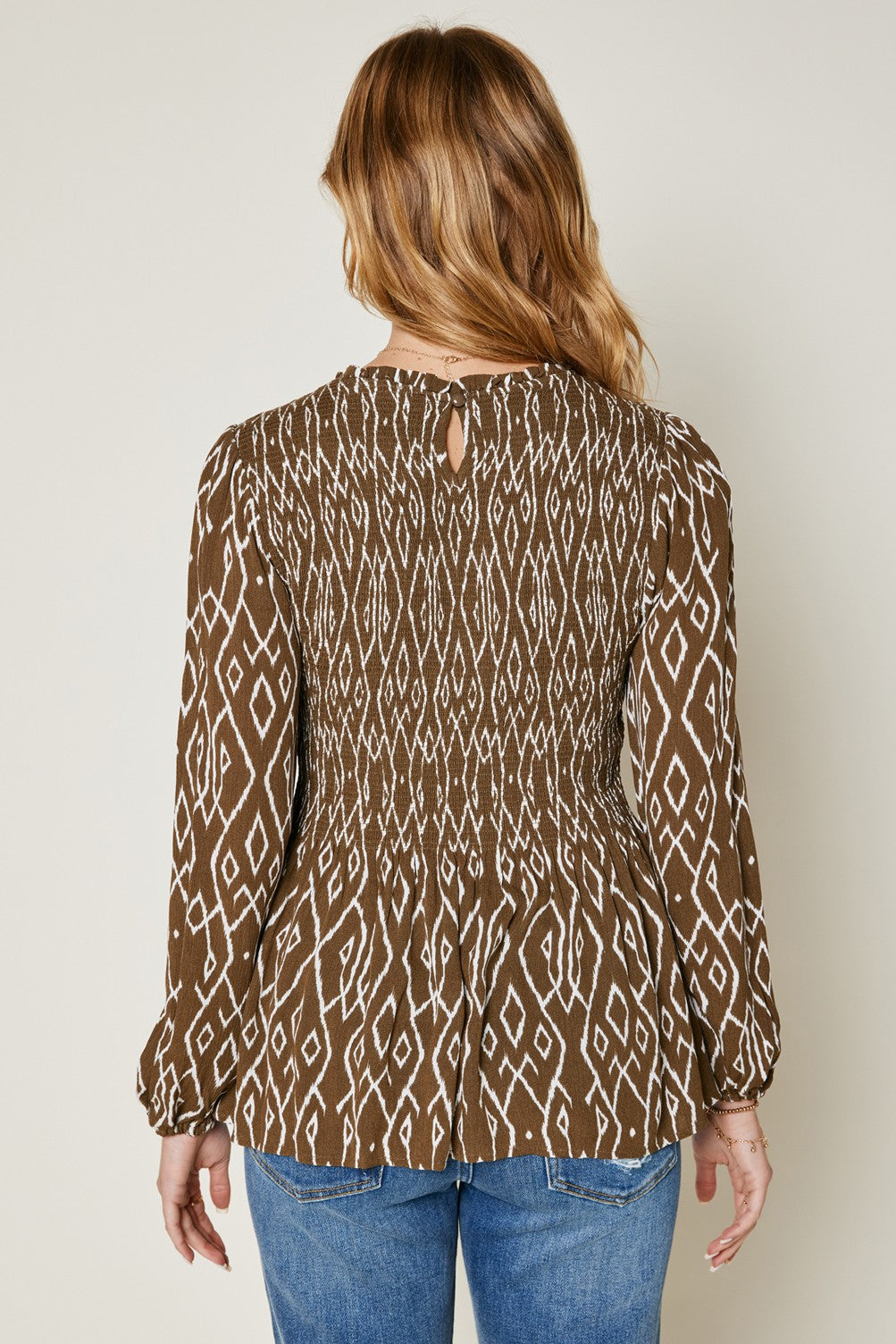 Soft Ruffle Smocked Top Blouse