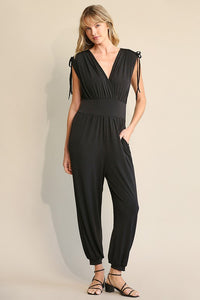 Ruched Drawstring Detail Jogger Jumpsuit