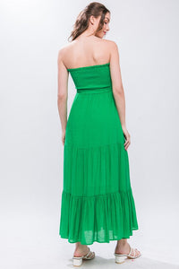 Tube Top Smocked Maxi Dress in kelly green