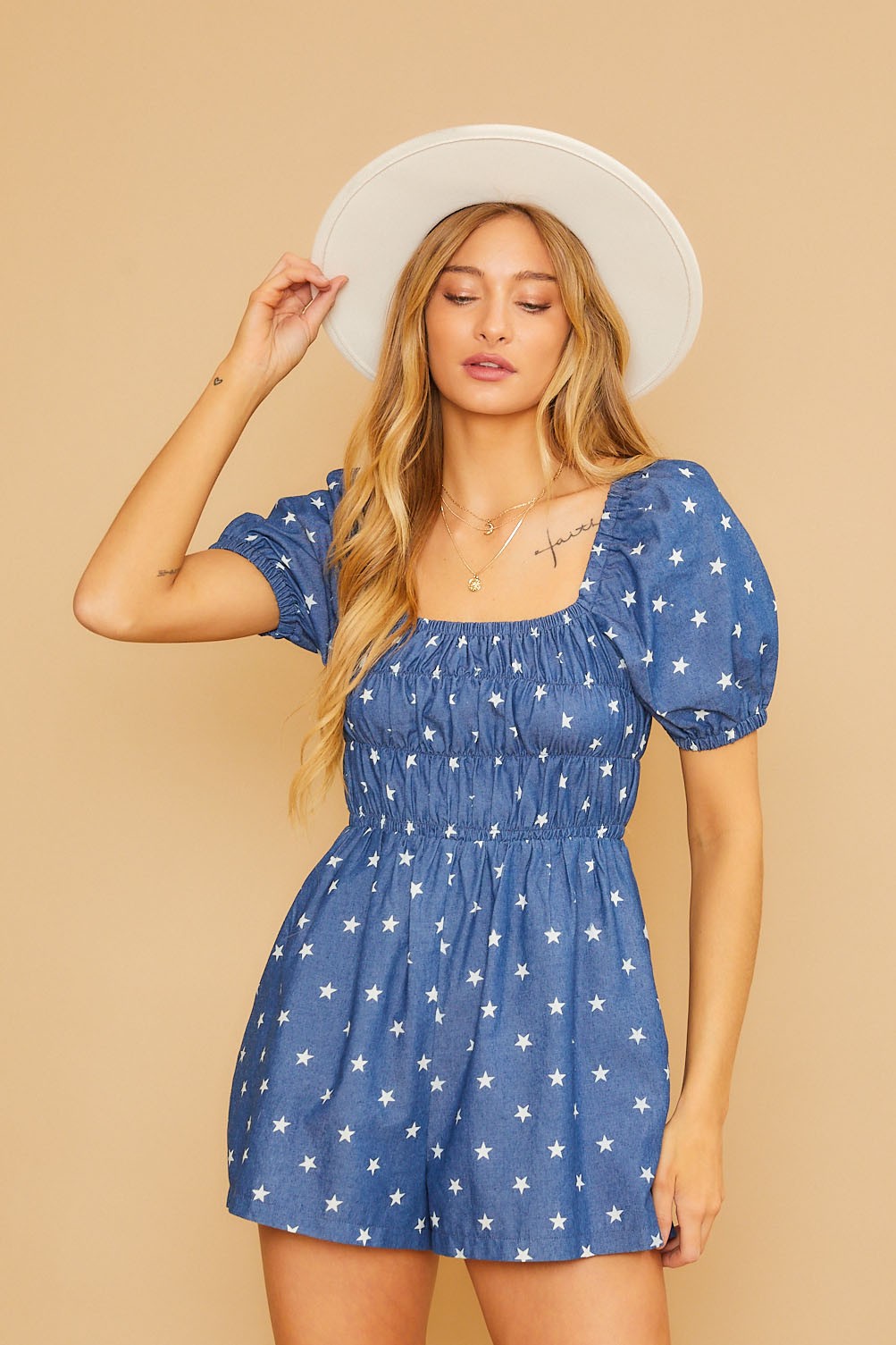 Star Smocking Shorts Romper