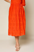 Eyelet Wrap Dress in Blood Orange