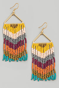 Triangle Cutout Seed Beaded Earrings