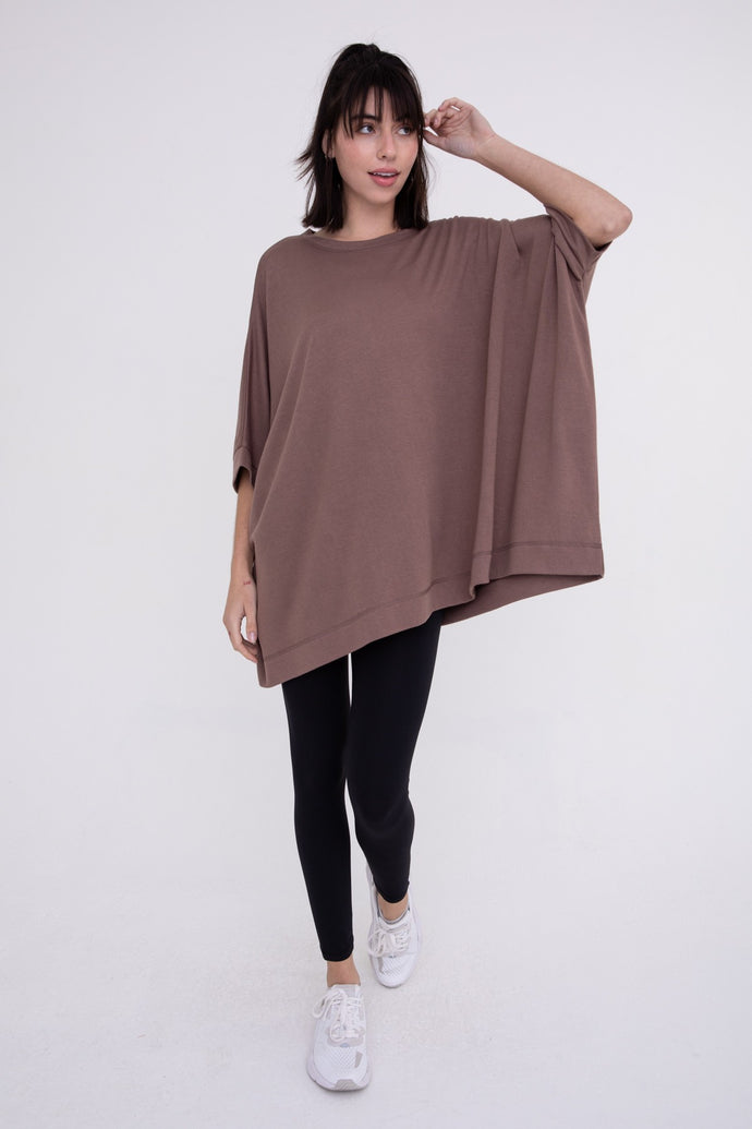 Hi/Low Cape Shirt in Deep Taupe