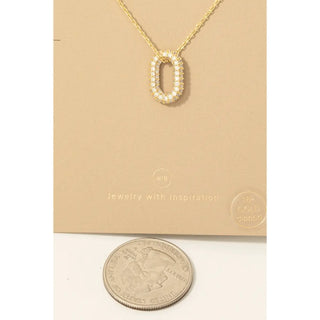 Gold Dipped Cz Oval Pendant Necklace