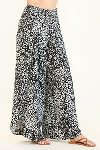 Animal Print Smocked Waist Pants