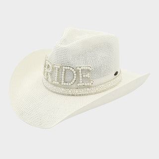 C.C. Bride Cowboy Hat with Pearls & Rhinestone