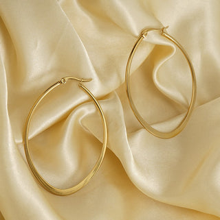 Basic Classic Flat Oval Hoop Earrings