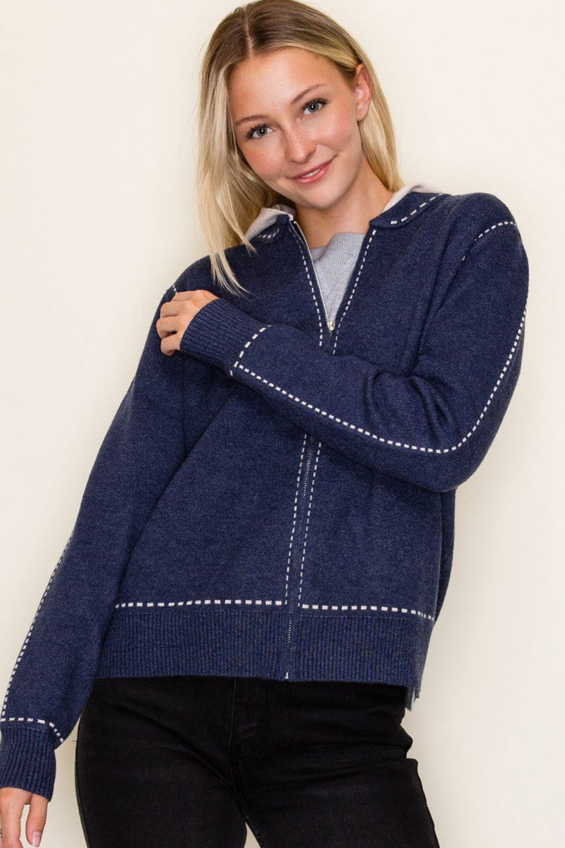 Stitch Accent Sweater Jacket
