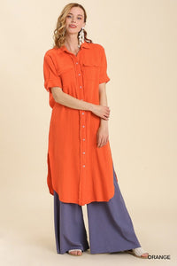 The Izzy Cotton Gauze Dress Fire Orange