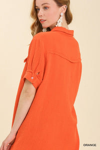 The Izzy Cotton Gauze Dress Fire Orange